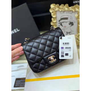 กระเป๋า Chanel Mini 7 caviar(Ori)VIP หนังอิตาลีนำเข้างานเทียบแท้ size 17x13.5x8 cm.