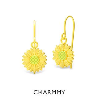 CHARMMY Story of Mellow Tonic Sunflower Earring ต่างหูดอกทานตะวัน ทองคำแท้ 99.9% (มีใบรับประกัน)