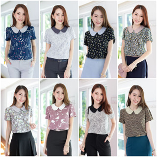 Narinari : MT0101 Peter Pan Collar Blouse เสื้อทำงานปกบัว (ใช้โค้ด NARISP9 ลดทันที 65.- เมื่อช็อปครบ 500.-)