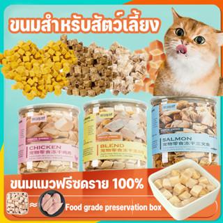 🐕COD🐱 ขนมแมว ​Freeze Dried ขนมแมว อกไก่ อกเป็ด แซลม่อน ทำจากเนื้อสัตว์แท้ 100% ปลอดภัย สุขภาพดี