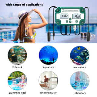 RCYAGO Tuya WiFi สมาร์ท PH Meter, ตู้ปลา น้ำดื่ม 6-in-1 PH/EC/TEMP/EC/SG/TDS Meter with Backlight