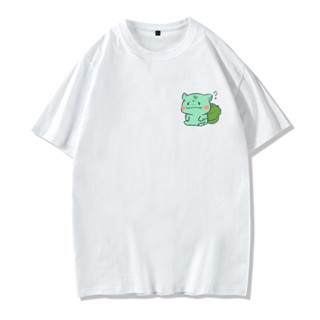 เสื้อยืดอนิเมะ Pokémon t-shirt Pokémon Bulbasaur แขนสั้น ผู้ชาย ผู้หญิง ใส่ได้