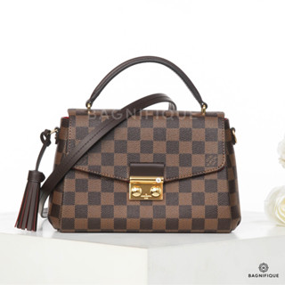 NEW LOUIS VUITTON CROISETTE PM BROWN DAMIER EBENE CANVAS GHW MICROCHIP