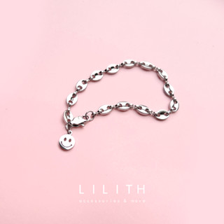 Lilith - Smile Beans Chain Stainless Bracelet สร้อยข้อมือ สร้อยคอ สแตนเลส จี้ยิ้ม y2k