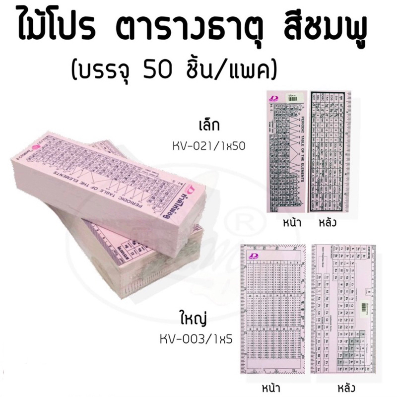 ไม้โปรตารางธาตุ ไม้โปรตรีโกน สีชมพู (50ชิ้น/แพค)