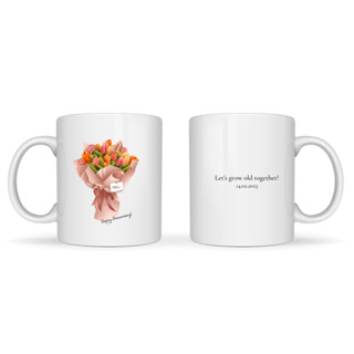 Happy anniversary  mug แก้วมัคสกรีน 11 ออนซ์ แก้วสกรีน ของขวัญวันแต่งงาน ของขวัญวันสำคัญ ของขวัญวัน