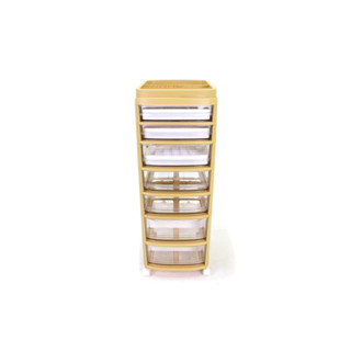 Storage shelf ลิ้นชักเก็บเครื่องสำอาง ชั้นเก็บของ 7 ชั้น มีล้อ 28x34x80 cm สีเหลือง ST211041YE