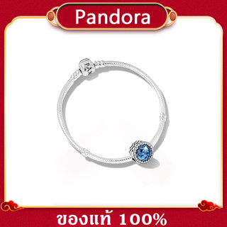 Pandora ของแท้  ชุดสร้อยข้อมือ Pandora แฟชั่นสร้อยข้อมือหัวใจมหาสมุทรที่ทำให้มึนเมา Charm Sterling Silver Girls Crystal