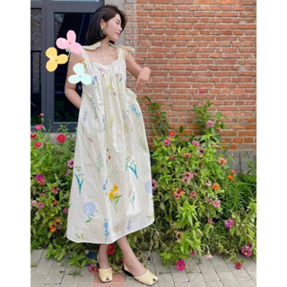 พร้อมส่งจากไทย Floral dress 🌸 เดรสลายดอกผูกไหล่ สไตล์เกาหลี