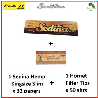 Sedina/Hornet Combo: 1 book x 32 Sedina Hemp K/Size Slim rolling Papers +1 book x50 Hornet Filter tips. Fast Delivery.