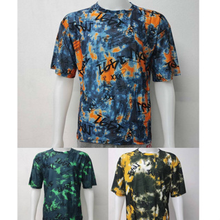 พร้อมส่งจากไทย เสื้อยืด เสื้อแขนสั้น ลายมัดย้อม ผ้าใส่สบาย สกรีนตัวอักษร คอกลม แขนสั้น คอกลม