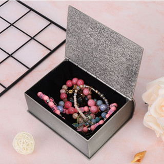 Metal Retro False Book Jewelry Storage Box Necklace Organizer Home Decoration