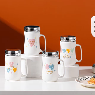 แก้วกาแฟ งานเซรามิค ฝากระจก ออฟฟิต+นักเรียนนักศึกษา ของขวัญวันเกิด ลายสวยน่ารัก แถมมีฝาปิดเป็นกระจกสวยมากๆๆ