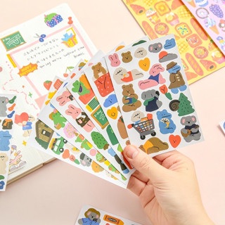 พร้อมส่งในไทย สติกเกอร์การ์ตูน Animal Friends หมี กระต่าย สติ๊กเกอร์ sticker สติกเกอร์น่ารัก สติกเกอร์ตกแต่ง DIY มี10แบบ