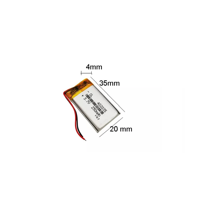 402035 ความจุ 250mAh อะไหล่ซ่อมกล้องติดรถยนต์ 2สาย