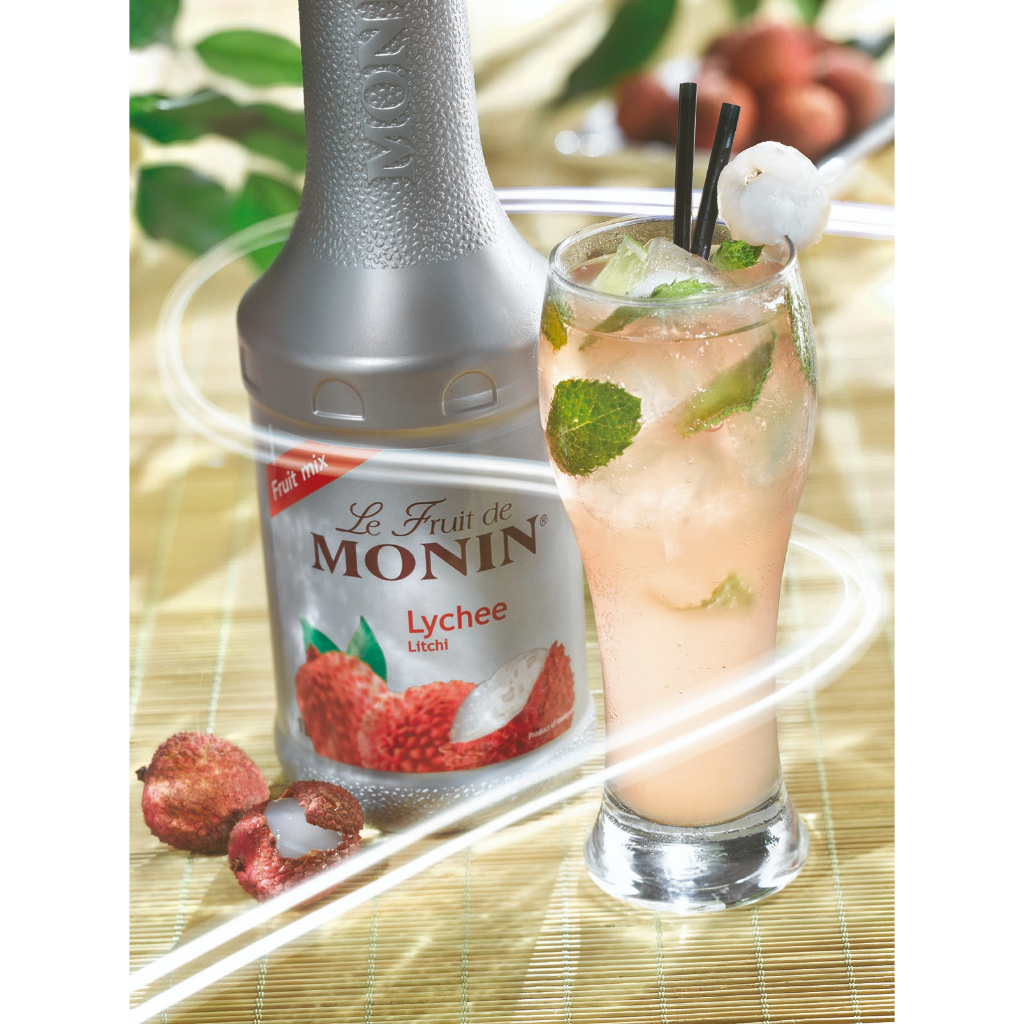 (HomeKoffee) MONIN Lychee Fruit Mix เพียวเร่โมนิน กลิ่น “ลิ้นจี่” บรรจุขวด 1 ลิตร (Puree MONIN กลิ่น