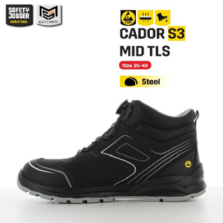 [รับประกัน 3 เดือน] Safety Jogger รุ่น CADOR S3 MID TLS รองเท้าเซฟตี้หุ้มข้อที่ไม่มีเชือก มาตรฐาน S3 หัวเหล็ก พื้นเหล็ก