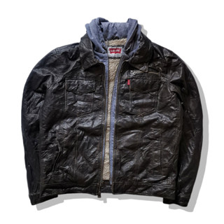 LEVIS Dark Brown Hooded Trucker Jacket รอบอก 46”