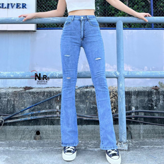 2NaraJeans กางเกงยีนส์ ยีนส์ขาด ขาม้า เอวสูง วินเทจ ยีนส์ผู้หญิง ผ้ายีนส์ยืด สียีนส์สโนว