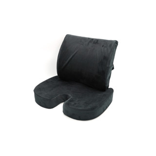 Chair cushion หุ้มผ้ากำมะหยี่ ชุดเบาะรองนั่ง เบาะรองหลัง เพื่อสุขภาพ ลดแรงกดทับ สีดำ ST211018B