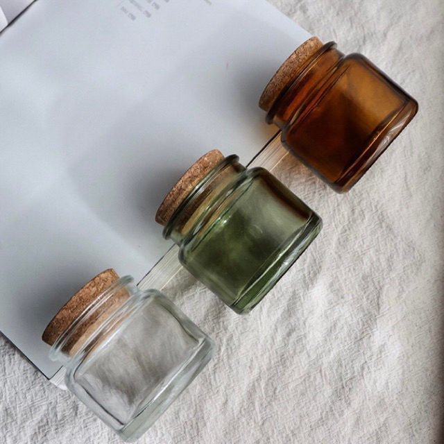 เเก้ว+ฝาไม้ก๊อก (ความจุ100ml.) เเก้วใส่เทียนหอม พร้อมฝาปิด กระปุกใส่เทียนหอม เทียนหอม เเก้วใส่เทียนหอม เเก้วเทียนหอม