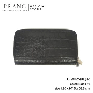 Prang Crocodile Leather Long Double Zipped Wallet กระเป๋าสตางค์ ใบยาว ซิปคู่ หนังจระเข้ C-W02S(XL)-R