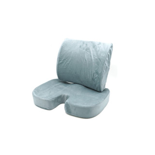Chair cushion หุ้มผ้ากำมะหยี่ ชุดเบาะรองนั่ง เบาะรองหลัง เพื่อสุขภาพ ลดแรงกดทับ สีเทา ST211018GR