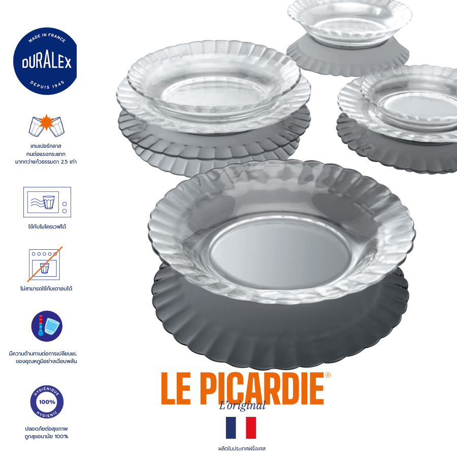 จานแก้วสีใส Duralex Picardie (ราคาต่อ1ใบ)