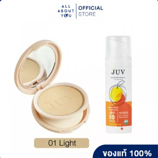 [ SET ] JUV Matte-Fluid  UV Protection  SPF 50 PA++++ 30 ml+Juv DoubleTreated Light Foundation PowderSPF30 PA+++01 (Lig