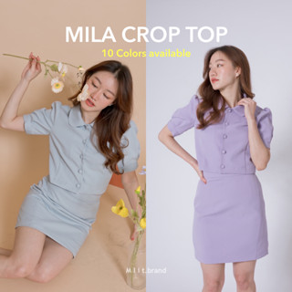 (ใส่โค้ด WRTPDM ลดเพิ่ม 45.- ขั้นต่ำ 300.-) MILA Crop top เสื้อครอปสีพื้น (Mlit_brand)