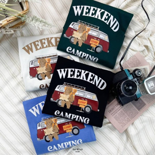 เสื้อยืด Oversize 🚌 WEEKEND | CAMPING by AnyWear ผ้าCotton100% ผ้านุ่ม ทรงเกาหลี ใส่สบาย