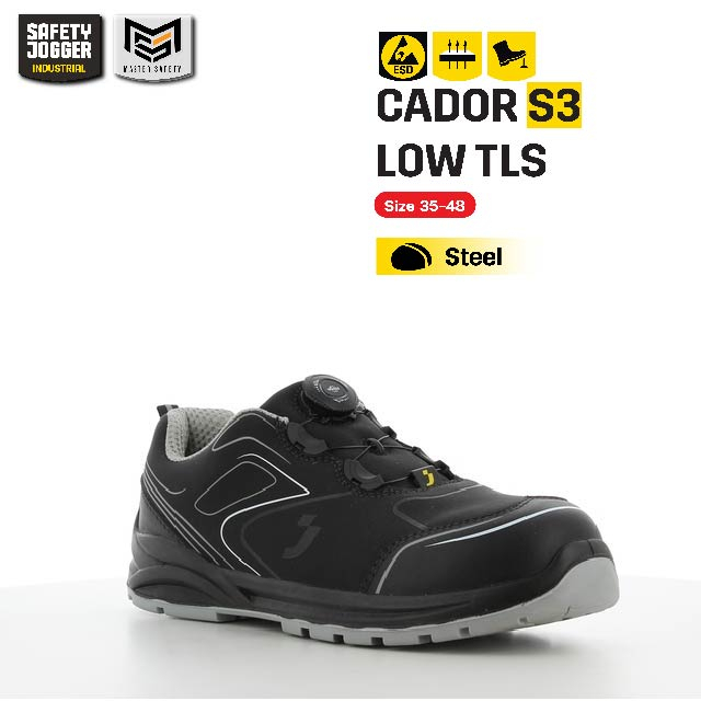 [ของแท้พร้อมส่ง] Safety Jogger รุ่น CADOR S3 LOW TLS รองเท้าเซฟตี้หุ้มส้นที่ไม่มีเชือก มาตราฐาน S3P หัวเหล็ก พื้นเหล็ก