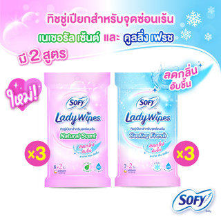 [เลือกแบบด้านใน] Sofy Lady Wipes โซฟี เลดี้ ไวพส์ ทิชชู่เปียกสำหรับจุดซ่อนเร้น (3 แพ็ค)