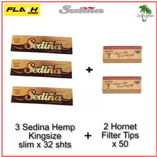 Sedina Rolling Papers Combo: 3 books Sedina Hemp K/Size Slim rolling Papers + 2 books Hornet Filter tips . Fast Delivery