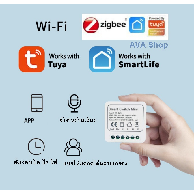 สวิตช์ MINI WIFI zigbee ควบคุมผ่าน App Tuya Smart Life และ ewelink