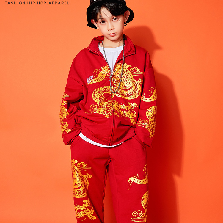 ใหม่เด็กถนนเต้นรำชุดบุคลิกภาพเด็กสไตล์จีนแคทวอล์แสดงน้ำเสื้อผ้าเด็กชายฮิปฮอปhiphopเสื้อผ้าหลวม