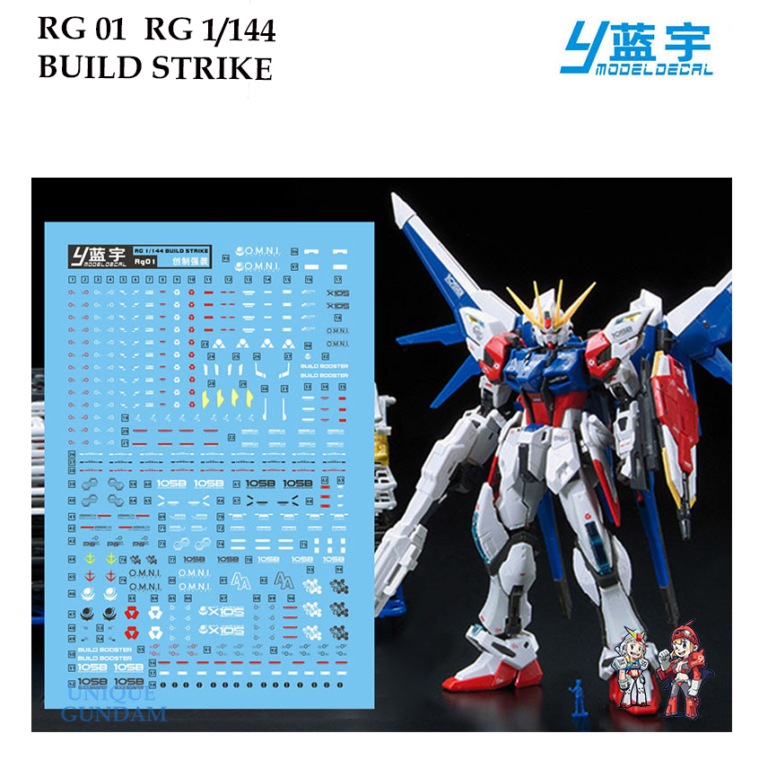 ดีคอลน้ำ [LANYU] RG 01 BUILD STRIKE RG 1/144 WATER SLIDE DECAL MODEL KIT RG01