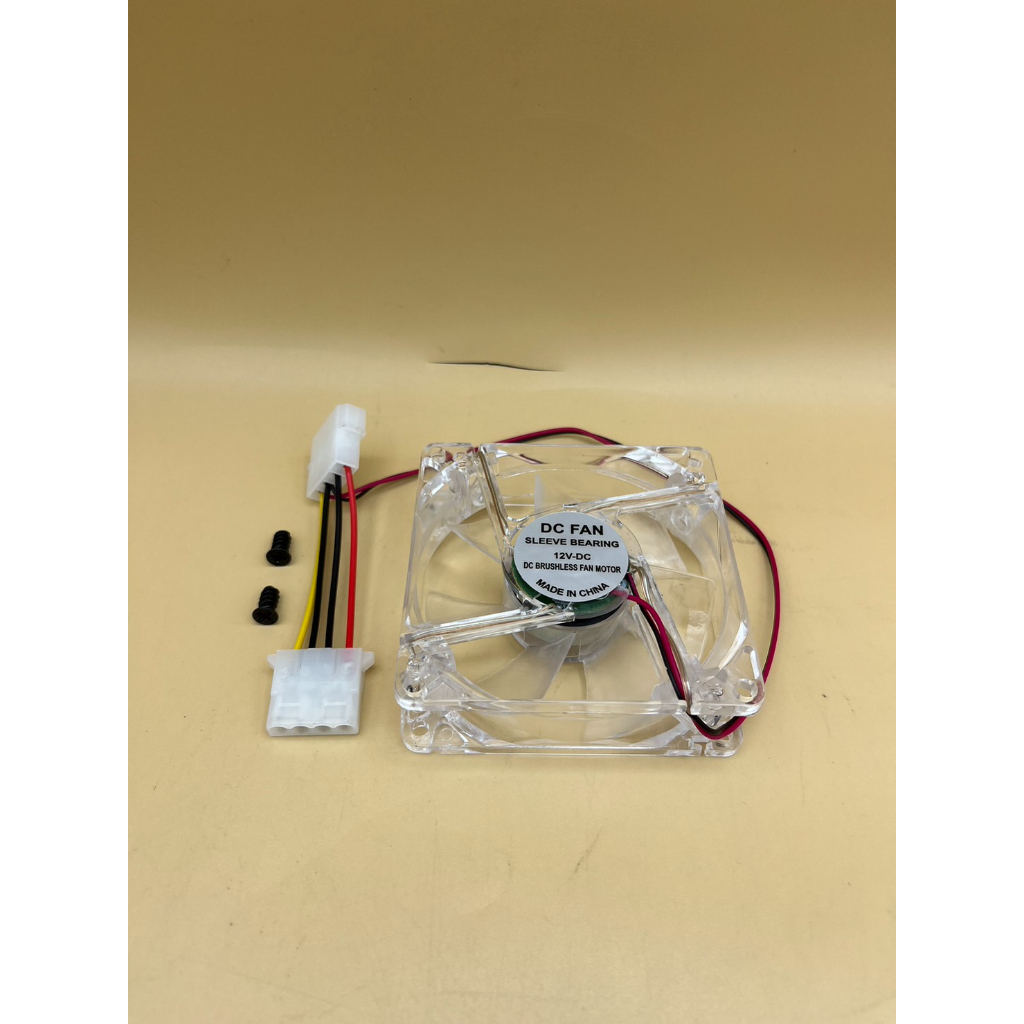 พัดลม ระบายความร้อน DC 12V มีไฟ 4 สี ขนาด 80×80×25 mm.