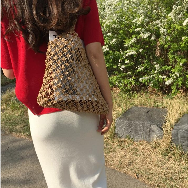 กระเป๋าถัก Net bag  กระเป๋าสะพายข้างแฟชั่น กระเป๋าสาน (A315)