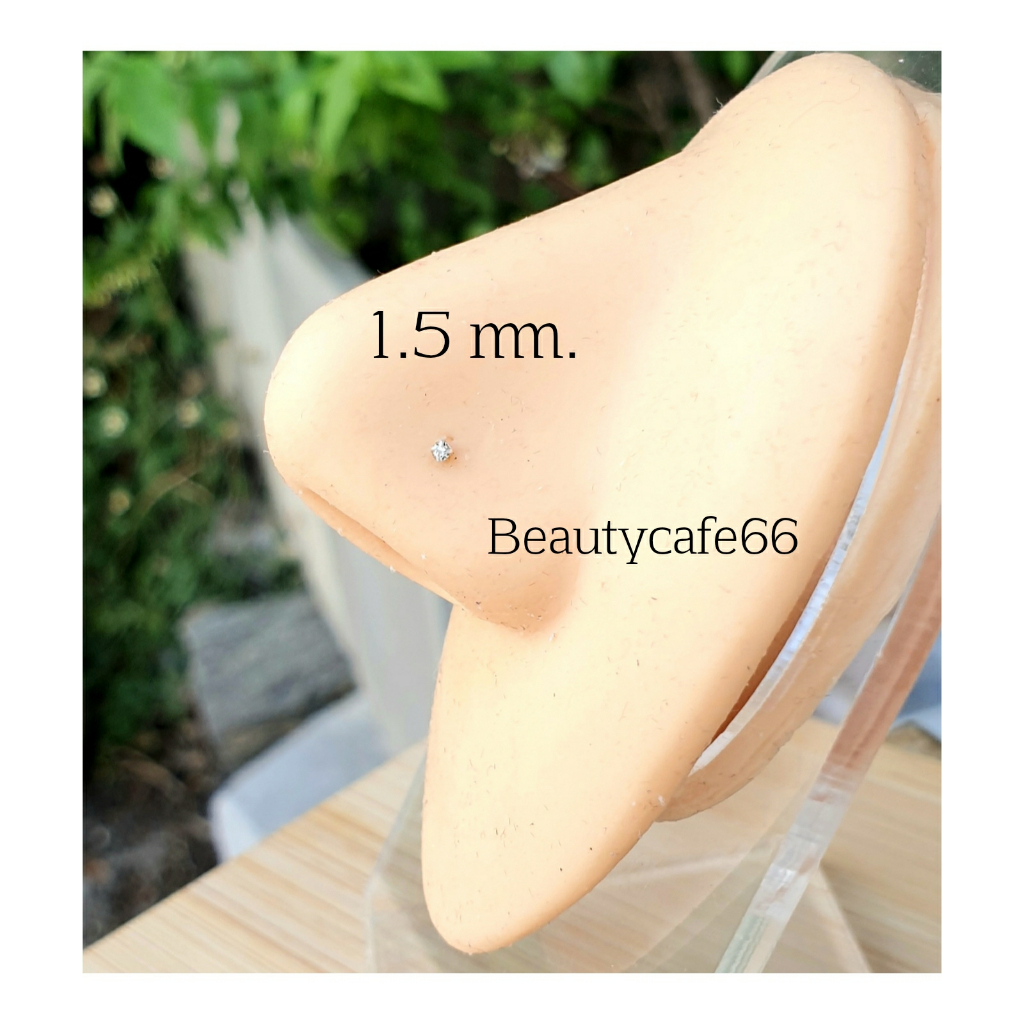 NS18 (1pc.) จิวจมูกCZ เงินแท้ 92.5% จิวเพชร แพ้ง่ายใส่ได้ จิวจมูก Nose Stud Silver stering 925