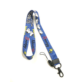 SNOOPY BL สายคล้องคอ สายคล้องบัตร ห้อยโทรศัพท์ ลาย SNOOPY blue น้ำเงิน น่ารัก มีก้ามปู มีห่วงเล็ก ถอดได้ ขนาดกว้าง 20 PM