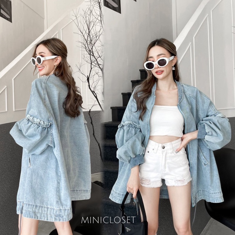 📌ทักก่อนสั่ง📌เสื้อคลุม ผ้ายีนส์ฟอก ตัวโคร่ง อก62” MC