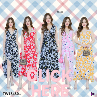 TW18480 Dress เดรส #สาวอวบ เดรสคอวี