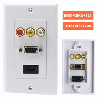 3-in-1 Hdmi Vga Rca Ports แผงเต้ารับมัลติมีเดียแบบติดผนัง