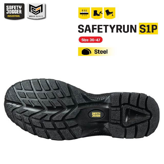 [ของแท้พร้อมส่ง] Safety Jogger รุ่น SAFETYRUN S1P รองเท้าเซฟตี้หุ้มส้น หัวเหล็ก แผ่นเหล็กกันทะลุ หนังแท้