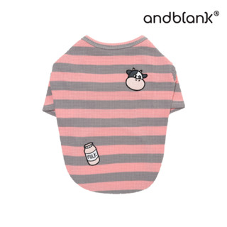 andblank - Milk Cow Waffle Stripe Short Sleeve  밀크카우 와플 스트라이프 반팔