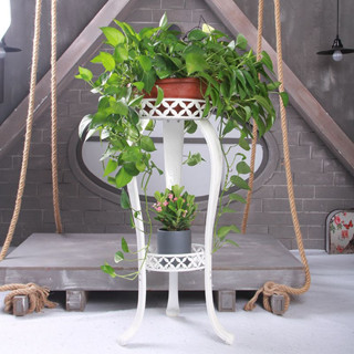 Plant display stand ชั้นวางกระถางดอกไม้ เหล็ก 2 ชั้น 31x31x82 cm สีขาว ST0531-24WH