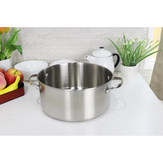 Cooking Pot หม้อสแตนเลส ก้นลึก หูจับสแตนเลส 26x32x12cm R-13