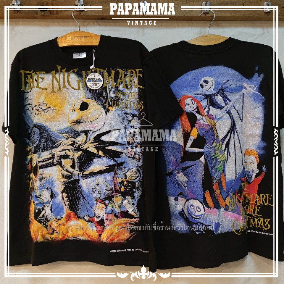 [ The Nightmare Before Christmas ] Tim Burton's Legendary Movies Original Bootleg เสื้อการ์ตูน  papamama vintage shirt