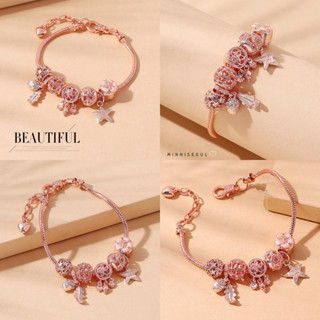 A10 สร้อยข้อมือ BEAUTIFUL STAR Rose gold ลายดาว   ไม่ลอก ไม่ดำ สายปรับได้ จัดส่งทุกวัน